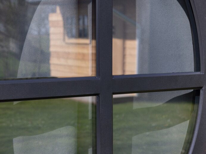 Zwart metalen raam vast ovaal, 62x80x6cm, dubbelglas OS 16
